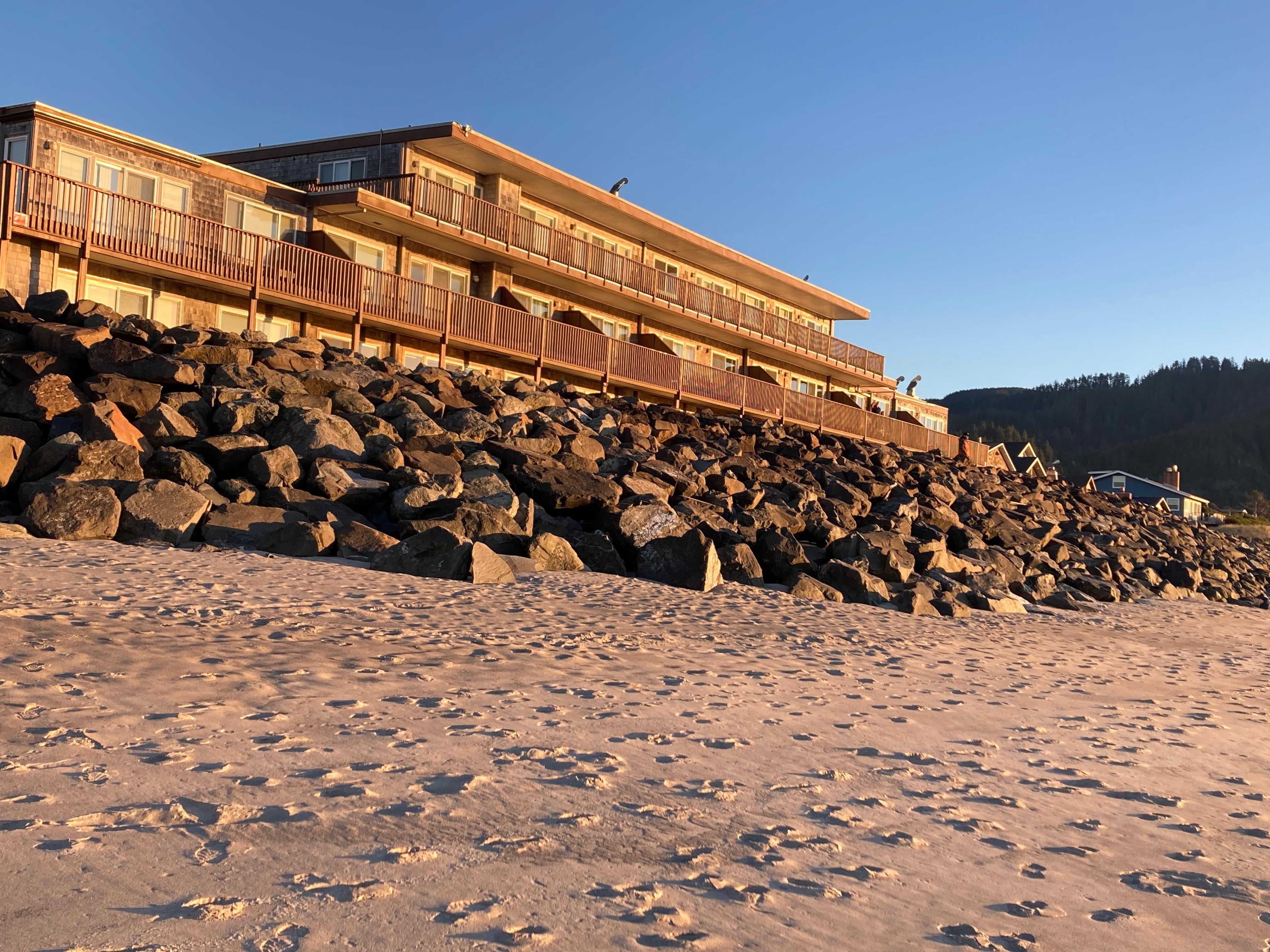The building from the beach
