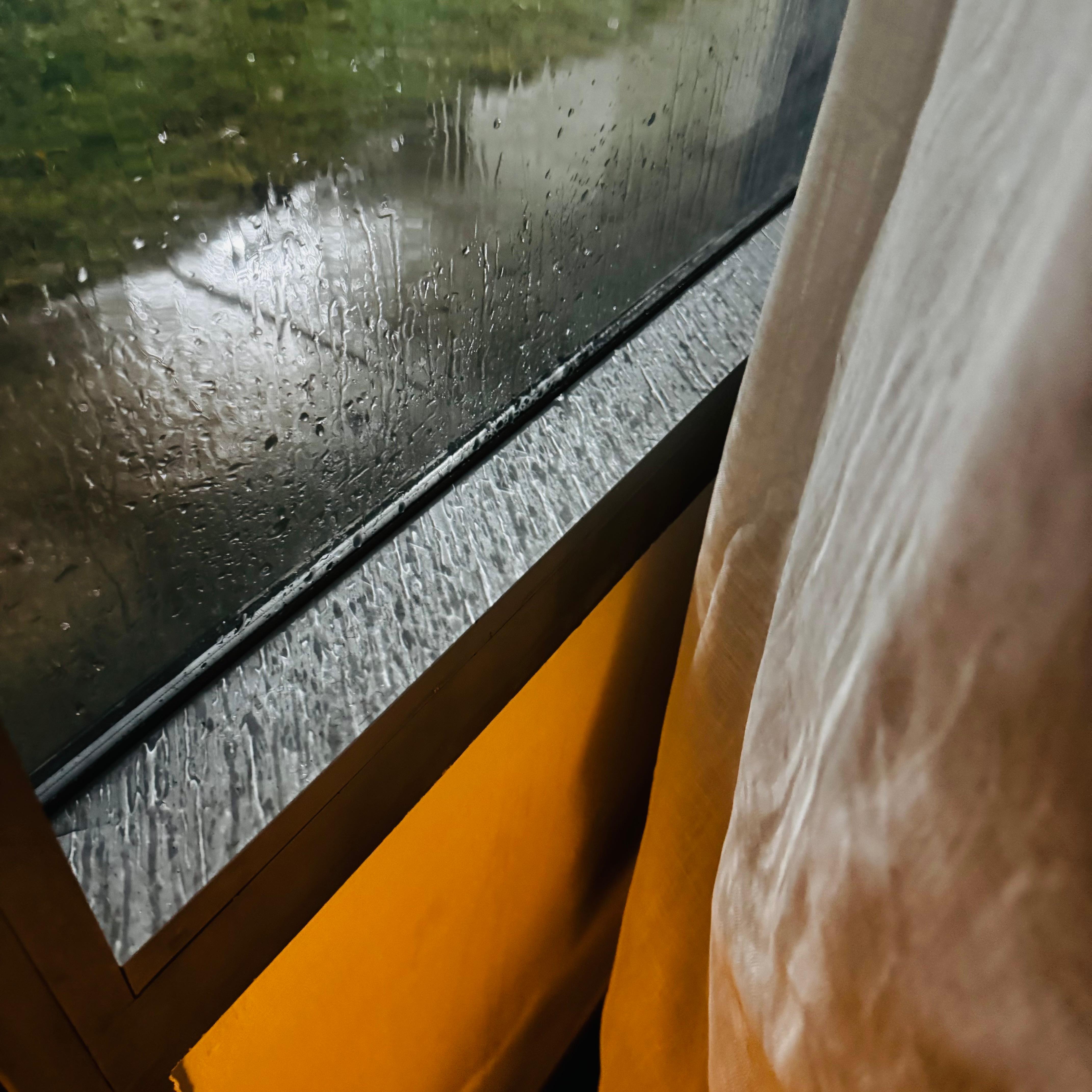 Rain on windowsill