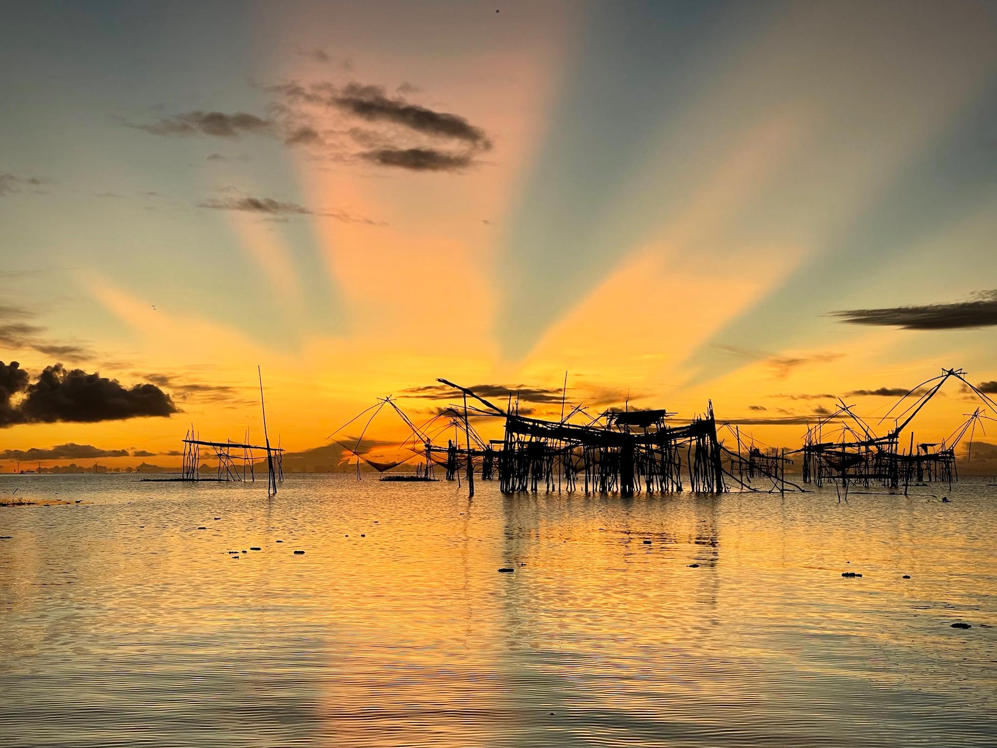 Spectacular sunrise on boat trip organised by resort -- just a few hundred meters from our room