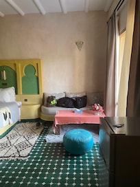 Little living room in the room had our welcome tea there