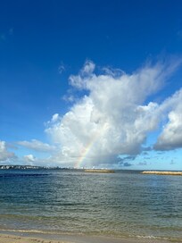 Sunset beach rainbow