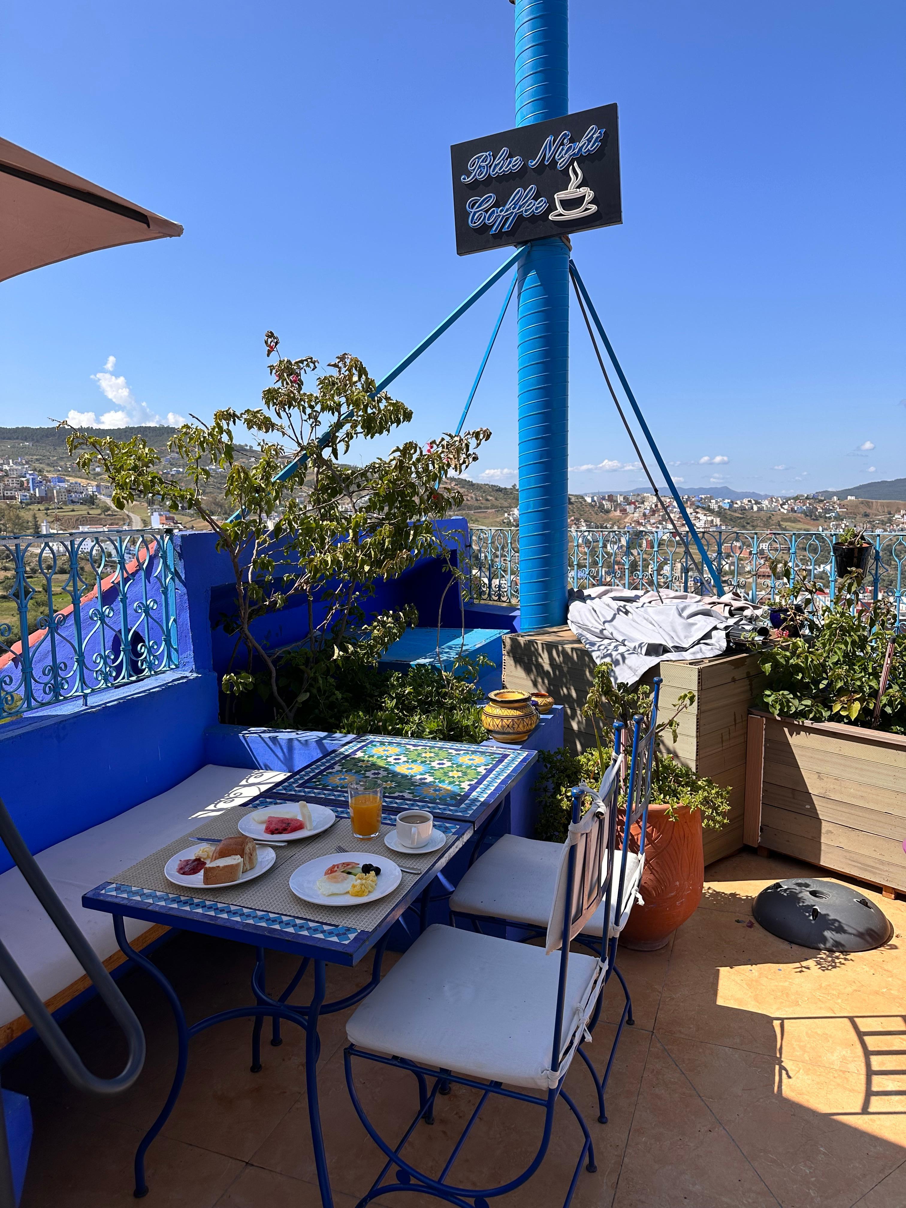 Rooftop breakfast area.