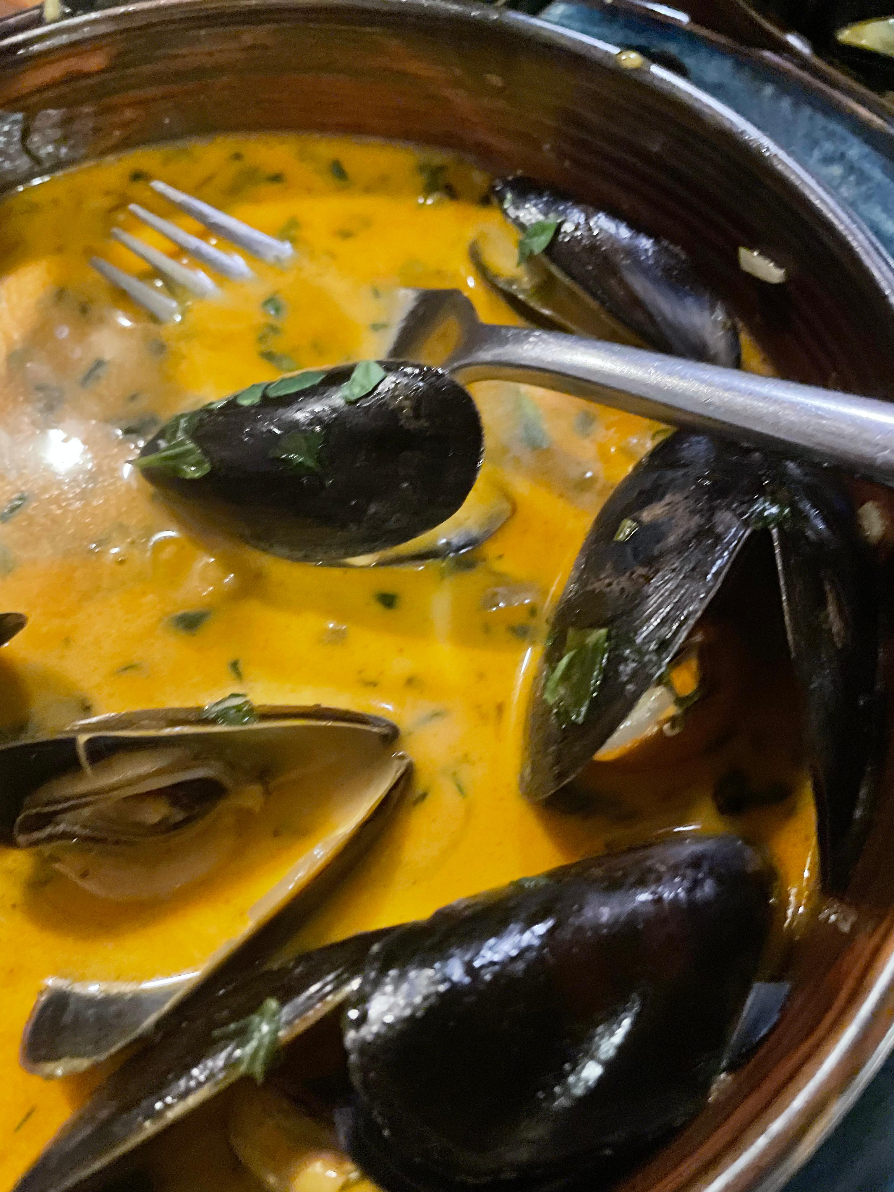 Mussels in creamy lobster sauce 