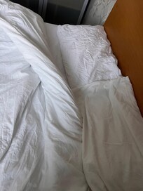 Crumpled sheets and pillow cases