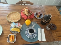 Breakfast with homemade crepes. Great way to start the day.