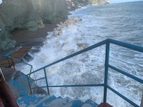 No beach very rough sea dangerous to swim in