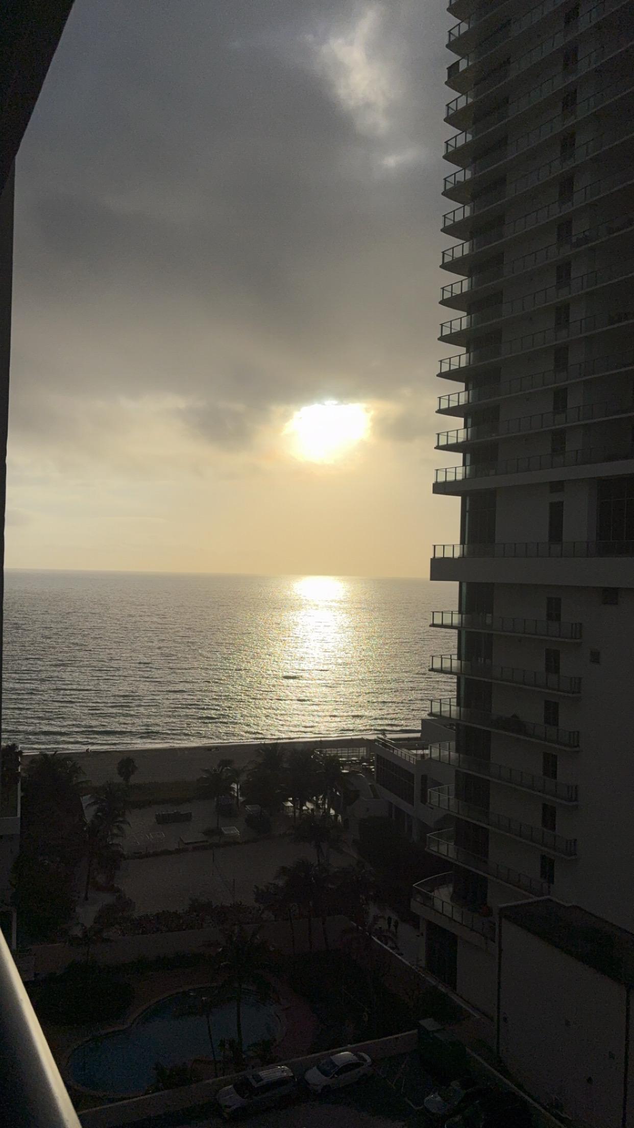 View of beach from balcony 
