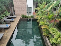 Cute pool and chill and relax and drink cocktails