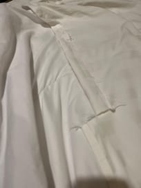 Torn bedding.