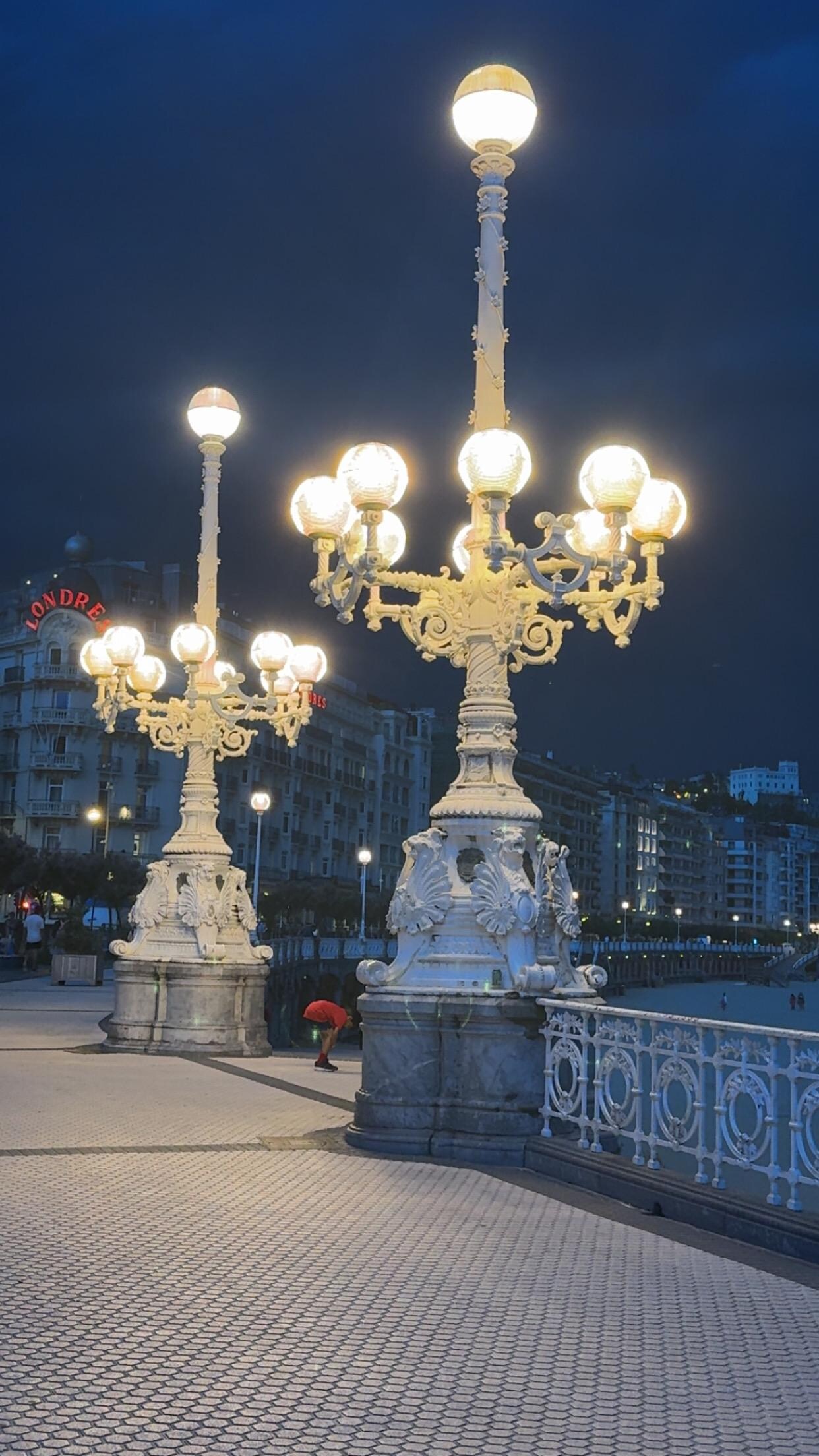 Lights along the beach walk