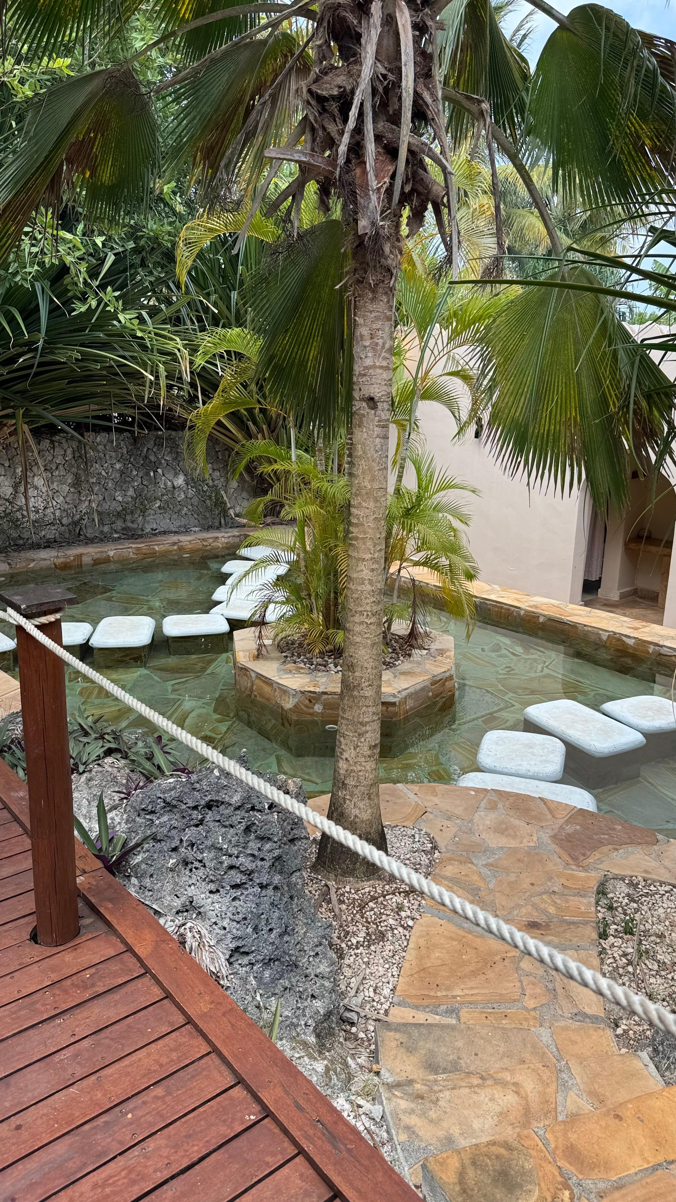 Beautifully maintained resort grounds with lush greenery and quiet spaces