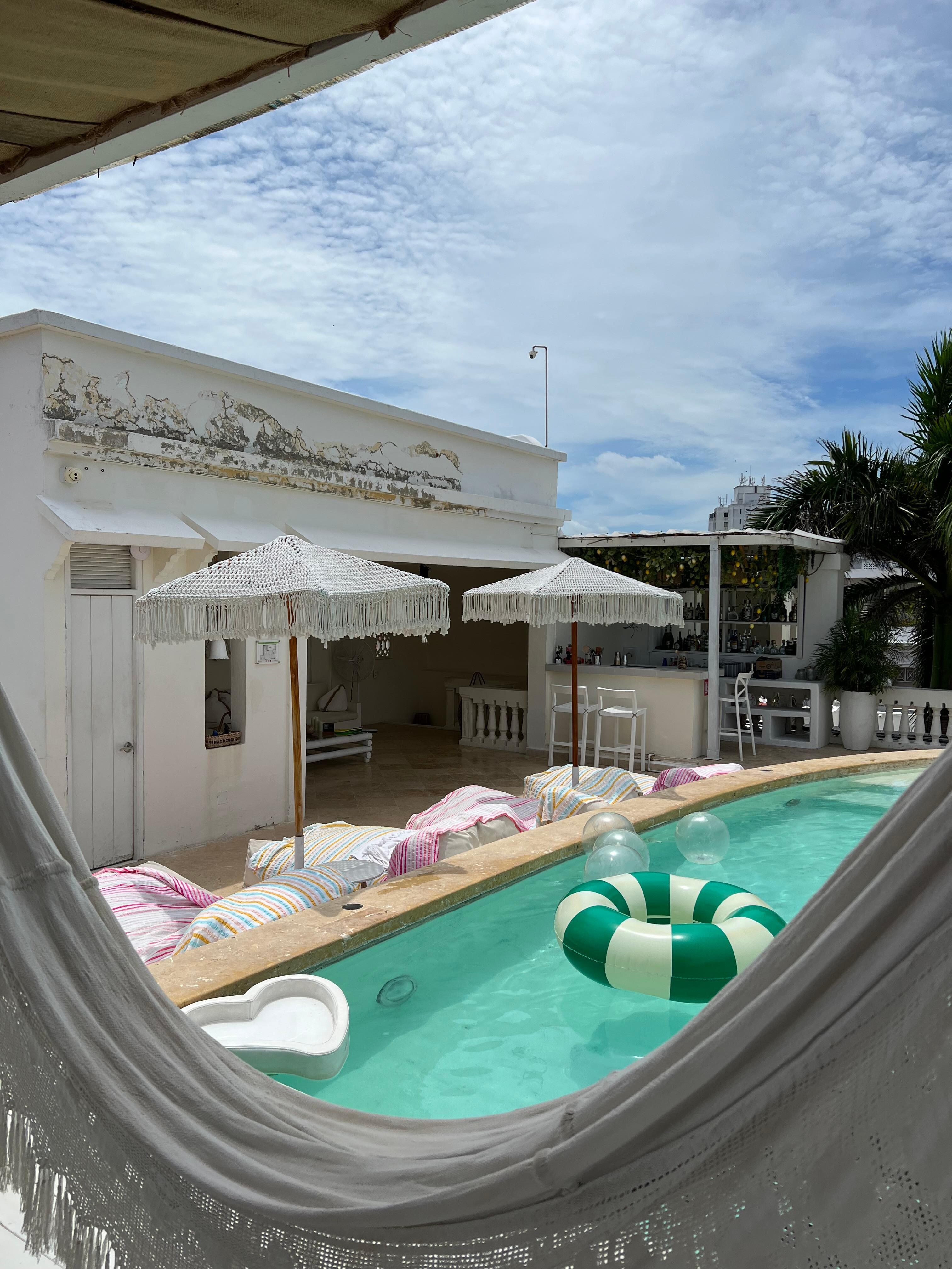 Rooftop pool and lounge space