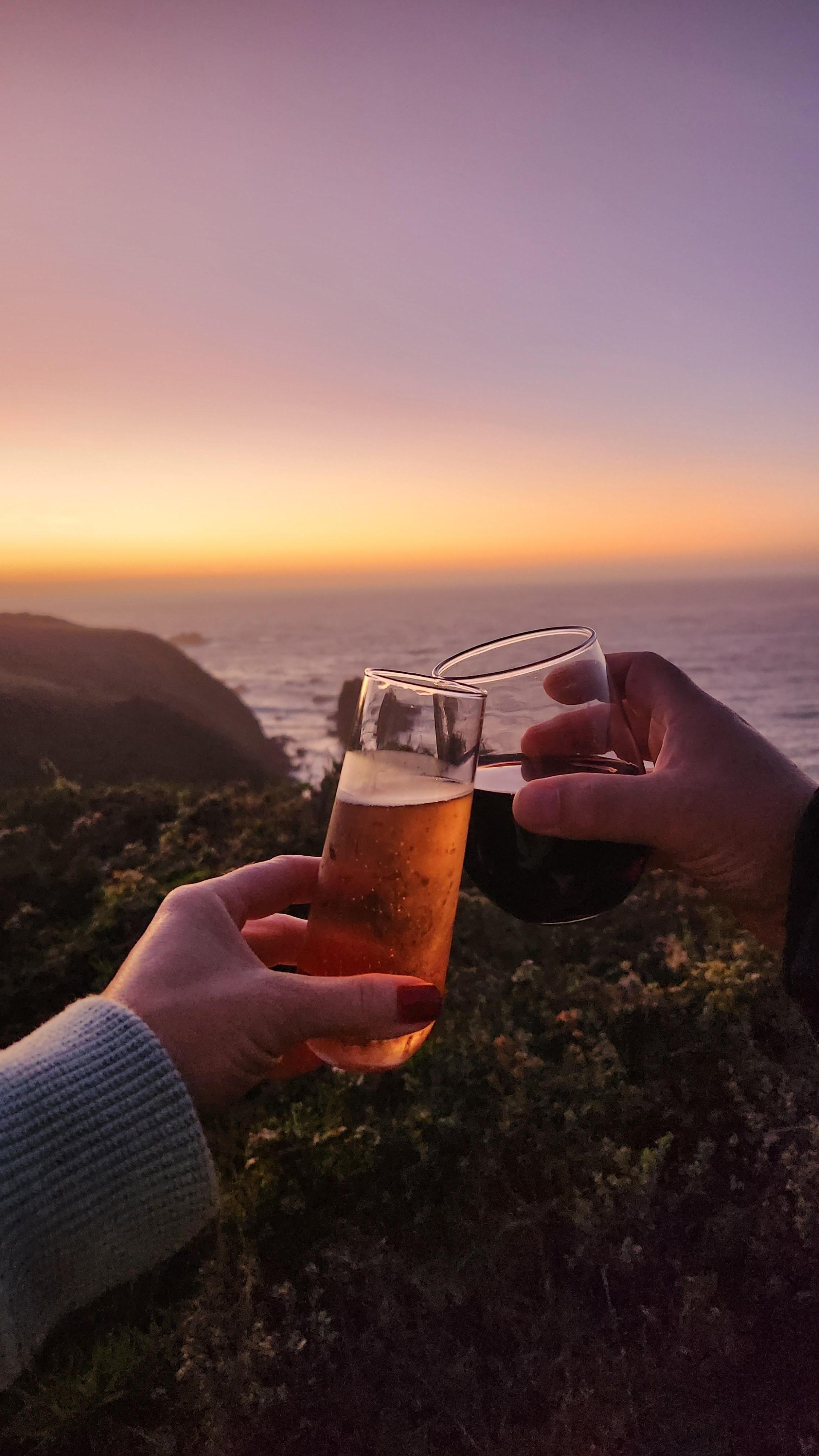 Cheers at sunset