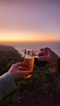 Cheers at sunset