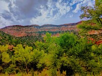 The view of the bluffs and wilderness from the porch.