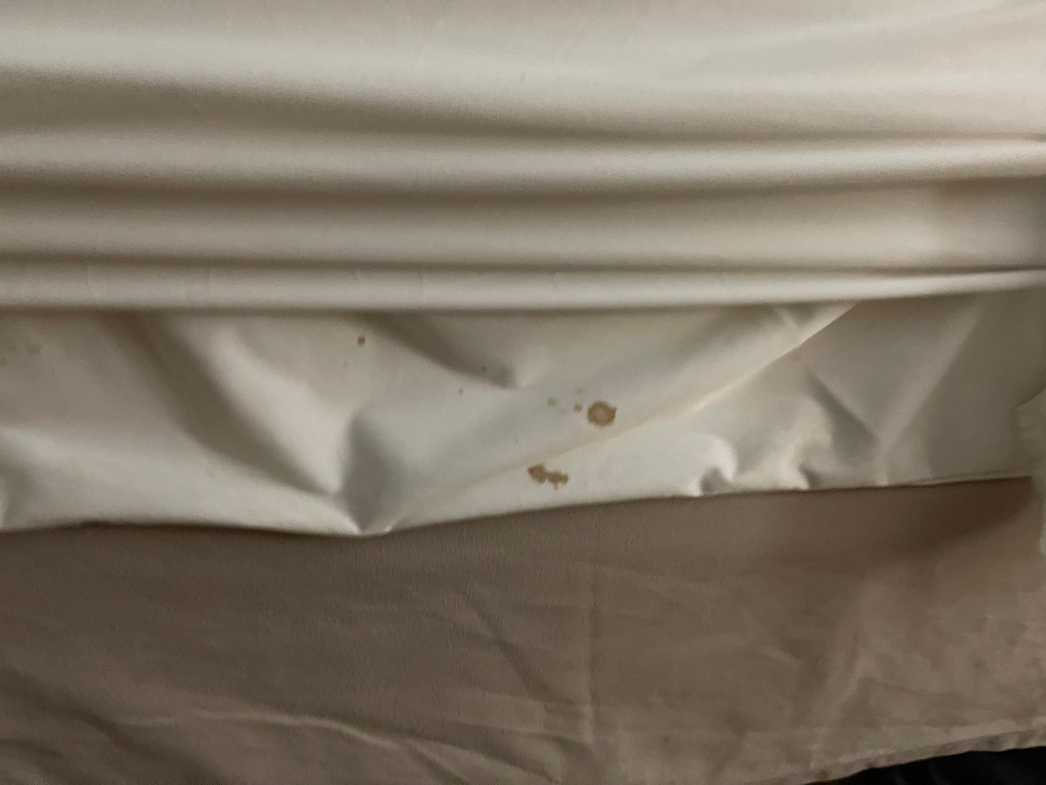 Blood stained bed skirt