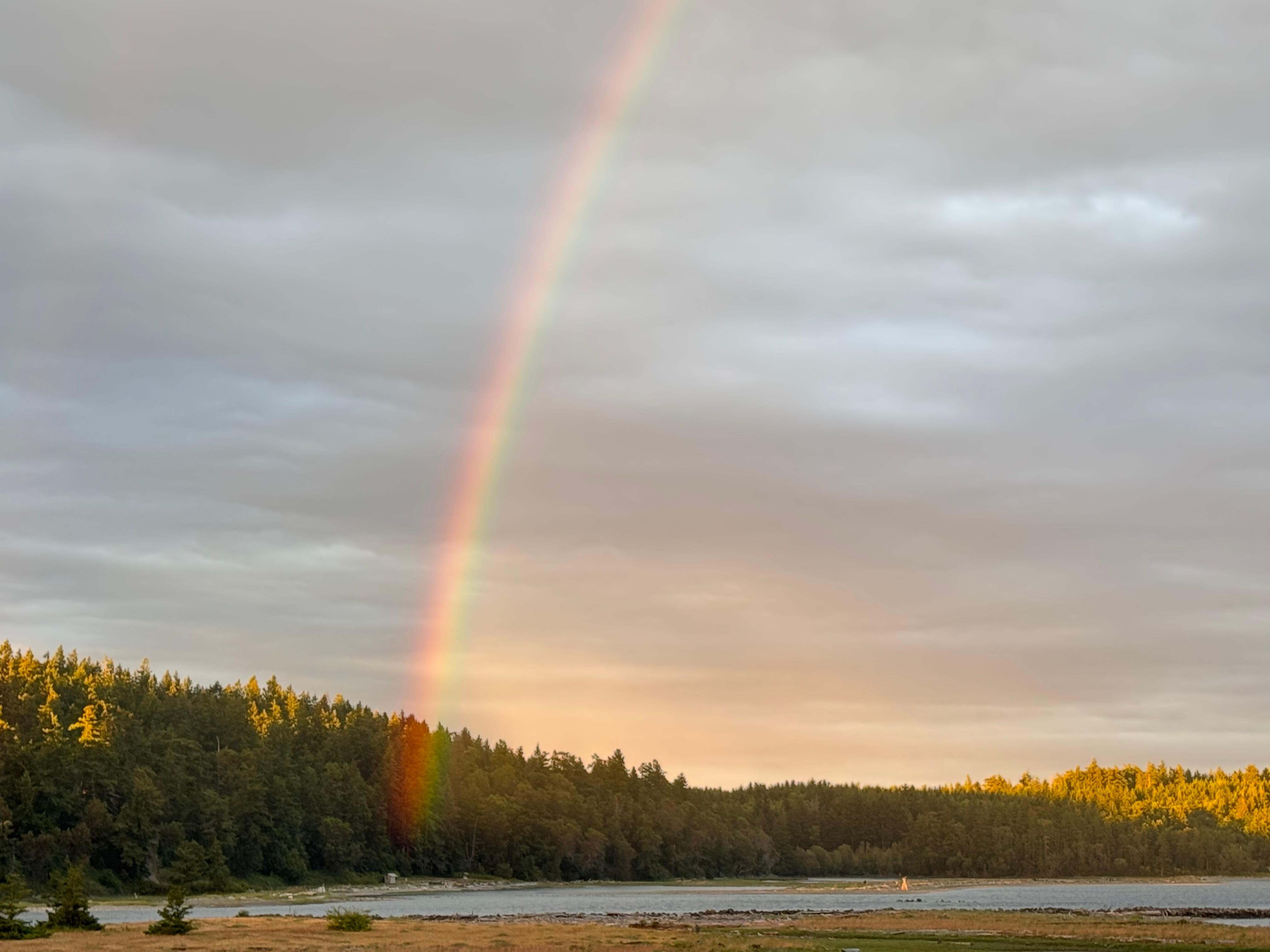 Rainbow over the water on the back deck