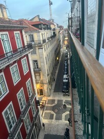 Looking down at the street below