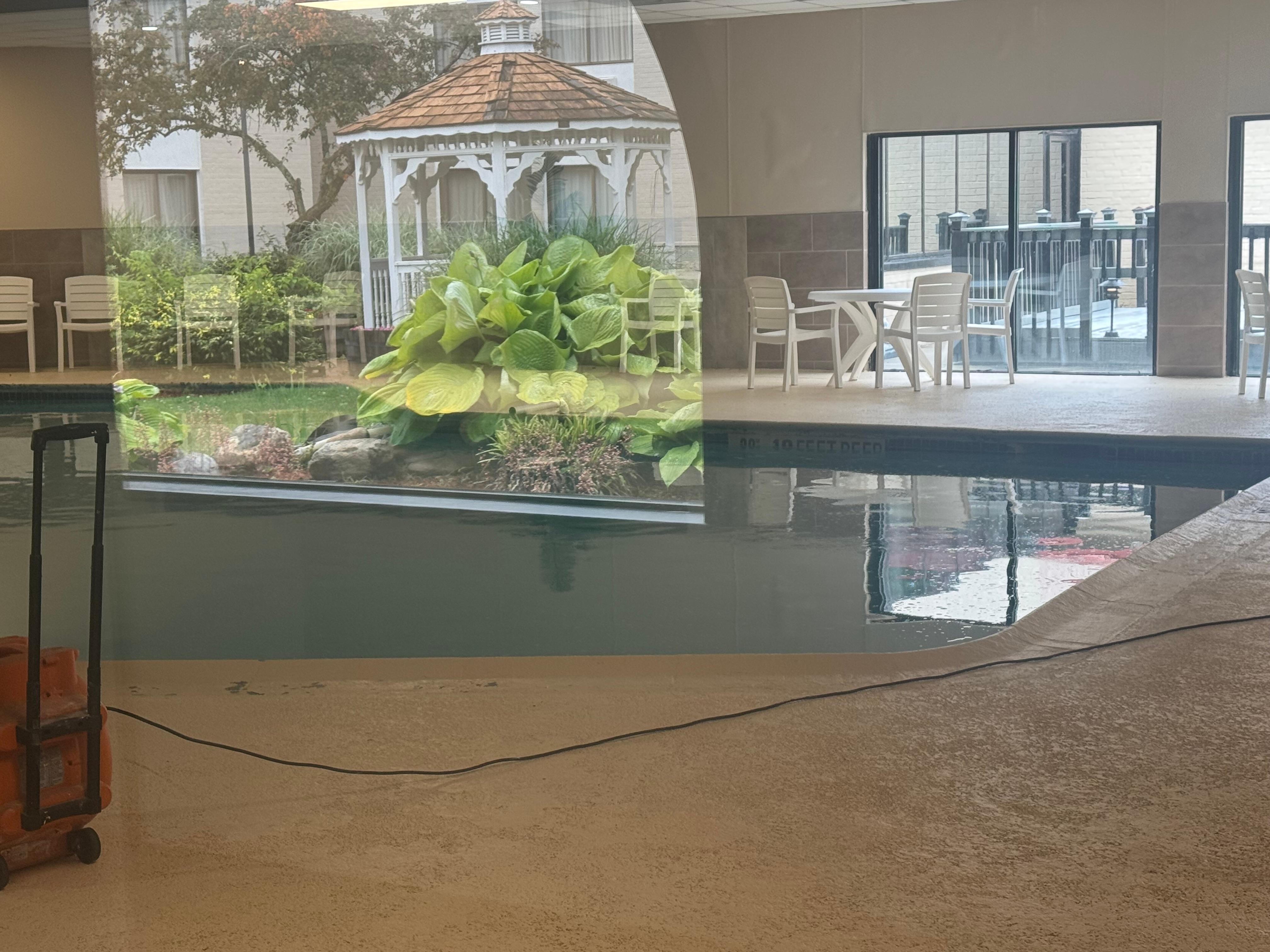 Pool had some liquid on top of the water, looked like oil. 