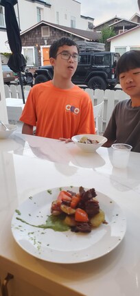 Dinner served with the open air bar on the patio. Loved this feature!