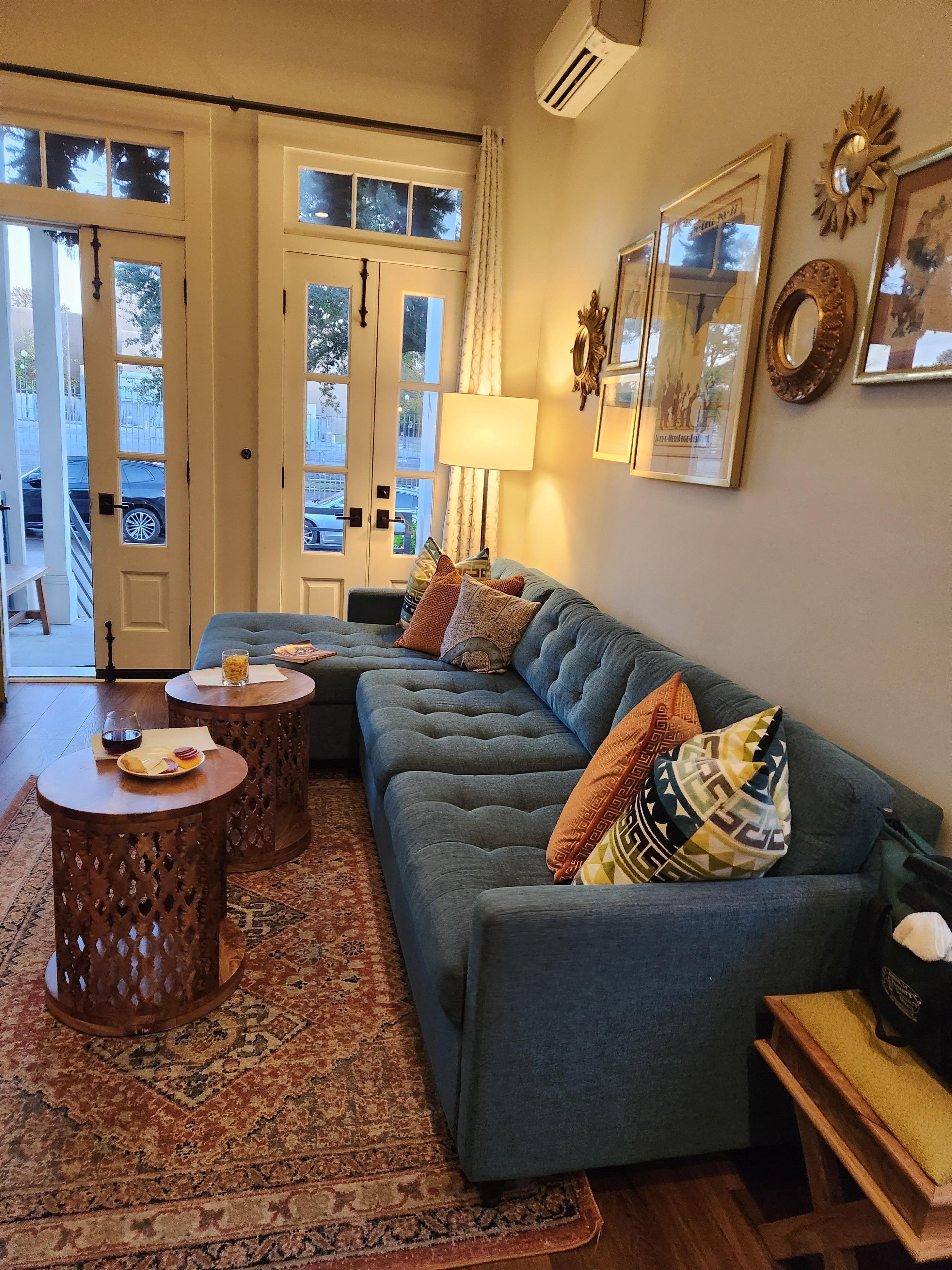 Living room and front porch.