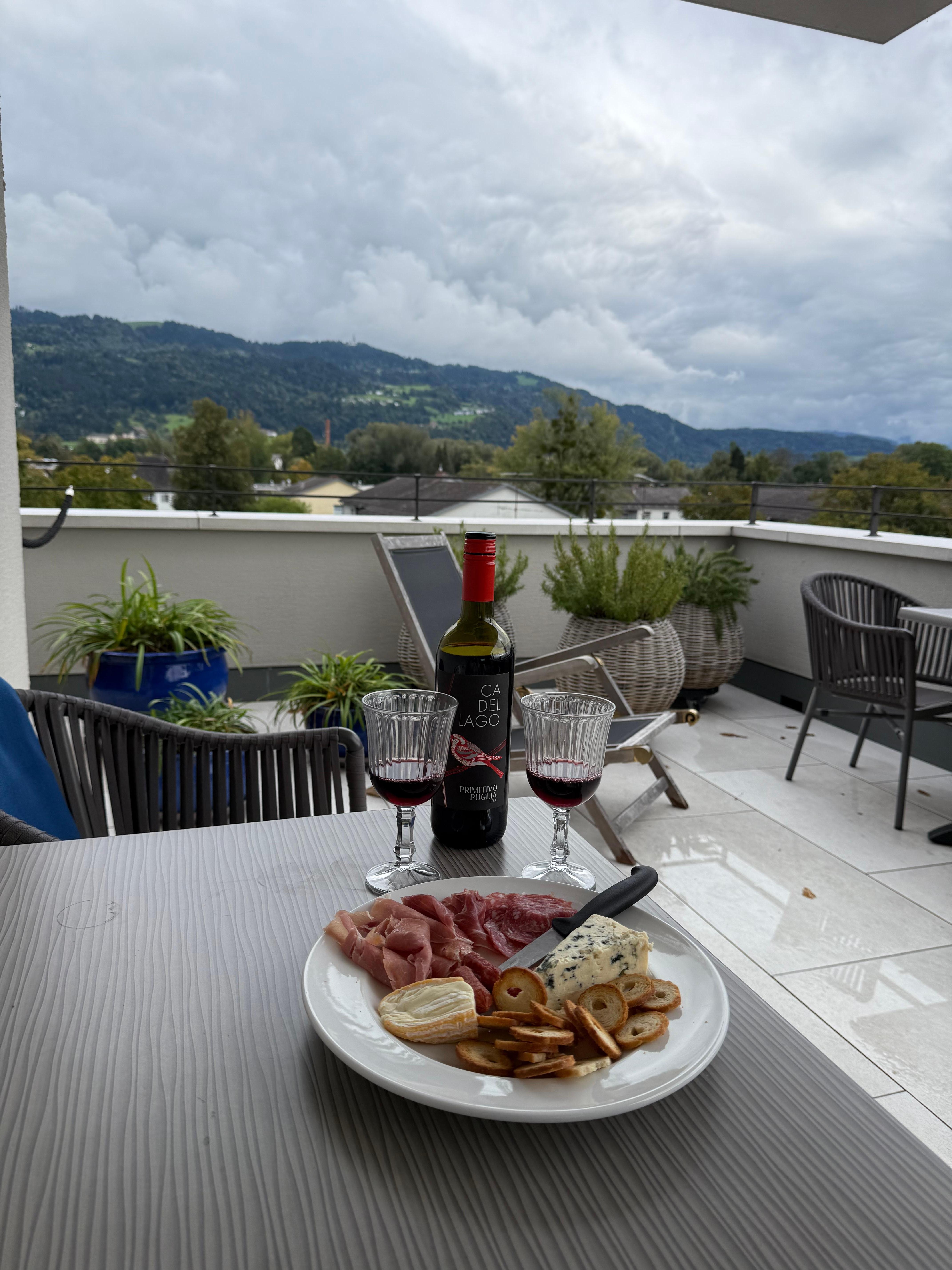 The view from the top floor outdoor seating area