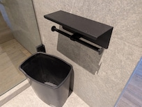 No toilet paper, towel, bath mat, etc.