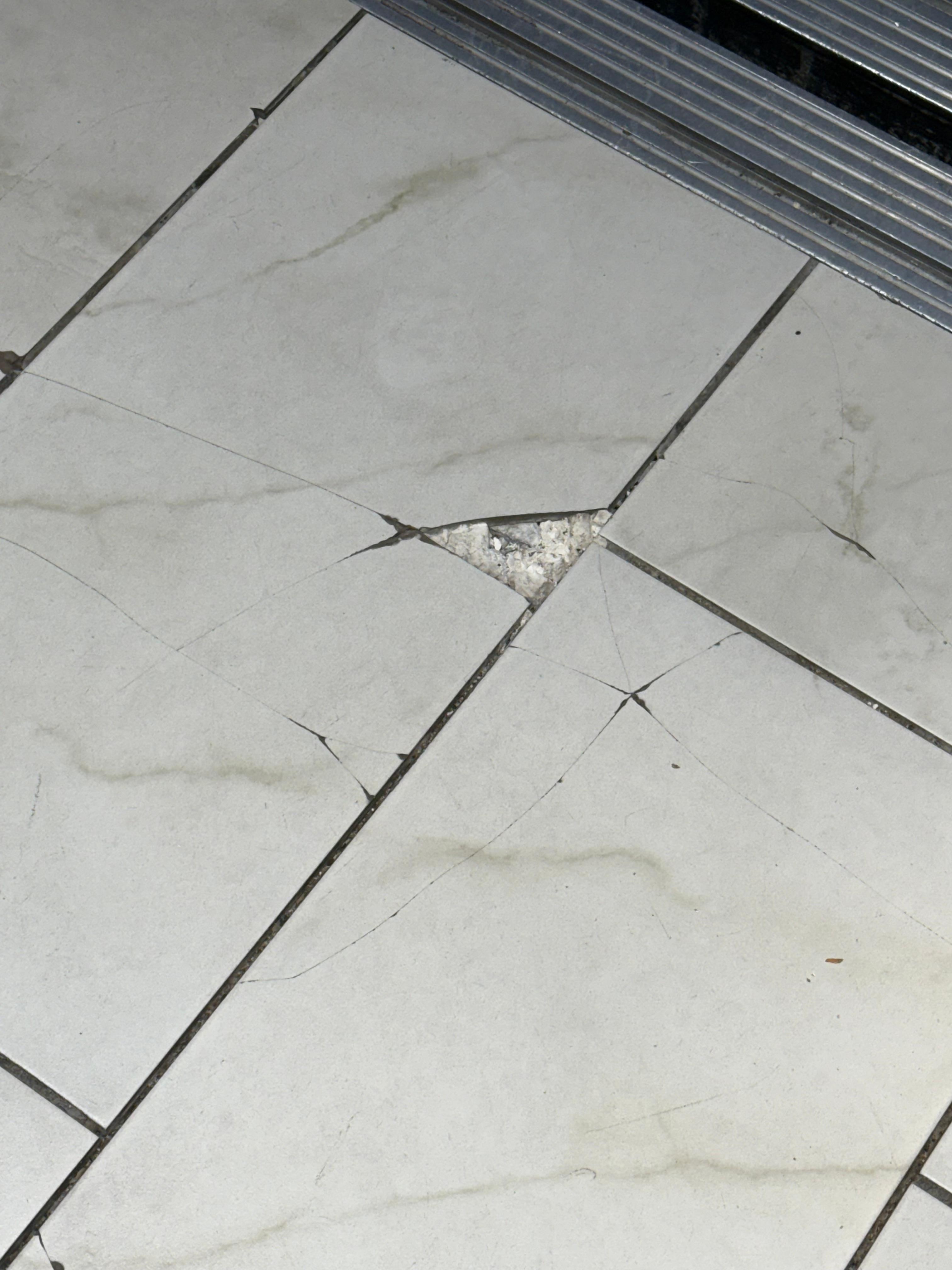 Close up of tile in only elevator. 