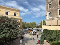 View from the balcony showing the entrance to the square.