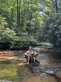 Mya and I enjoying the creek.