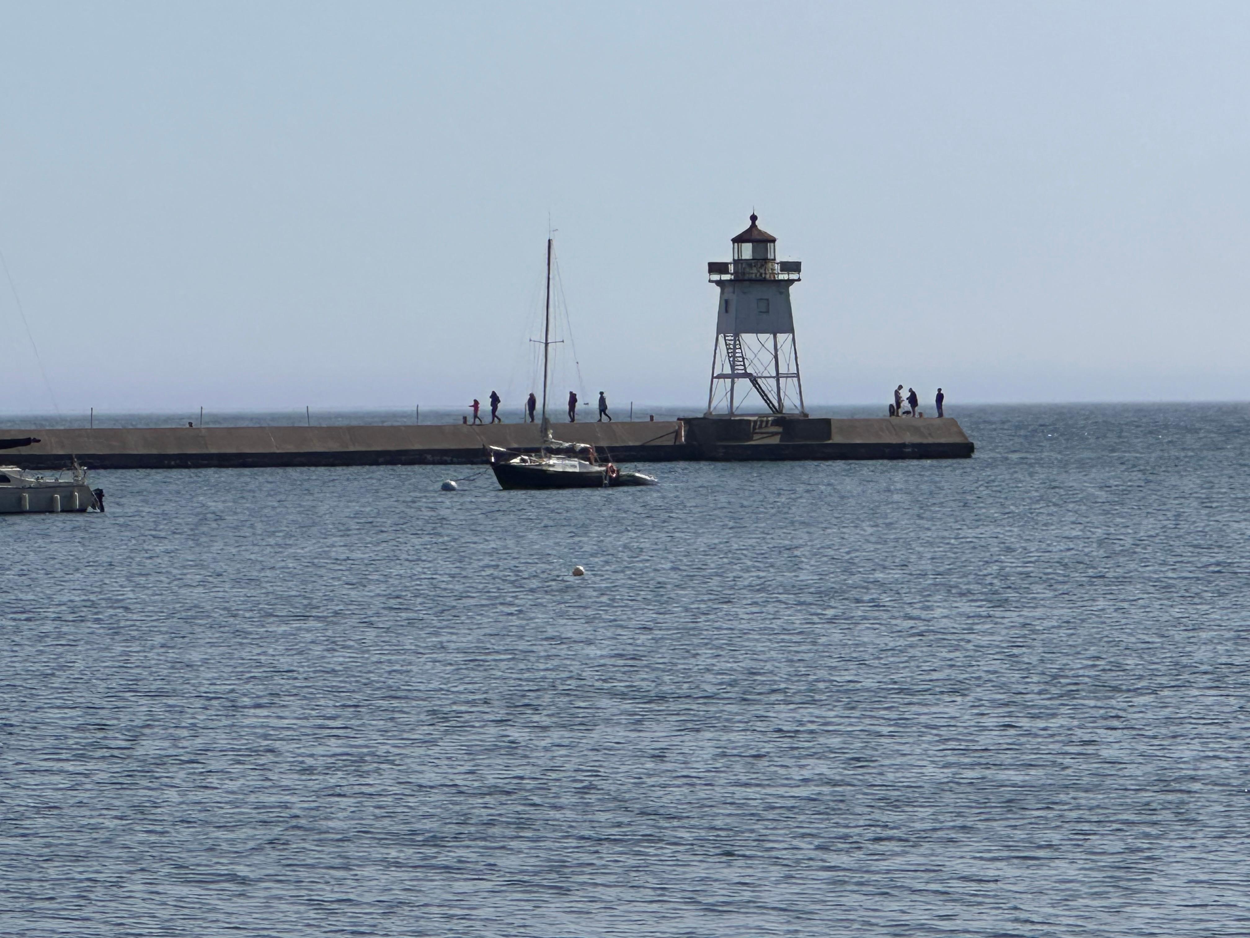 View of the harbor and lighthouse.