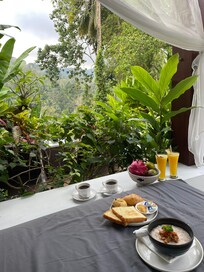 Room service breakfast on the gazebo