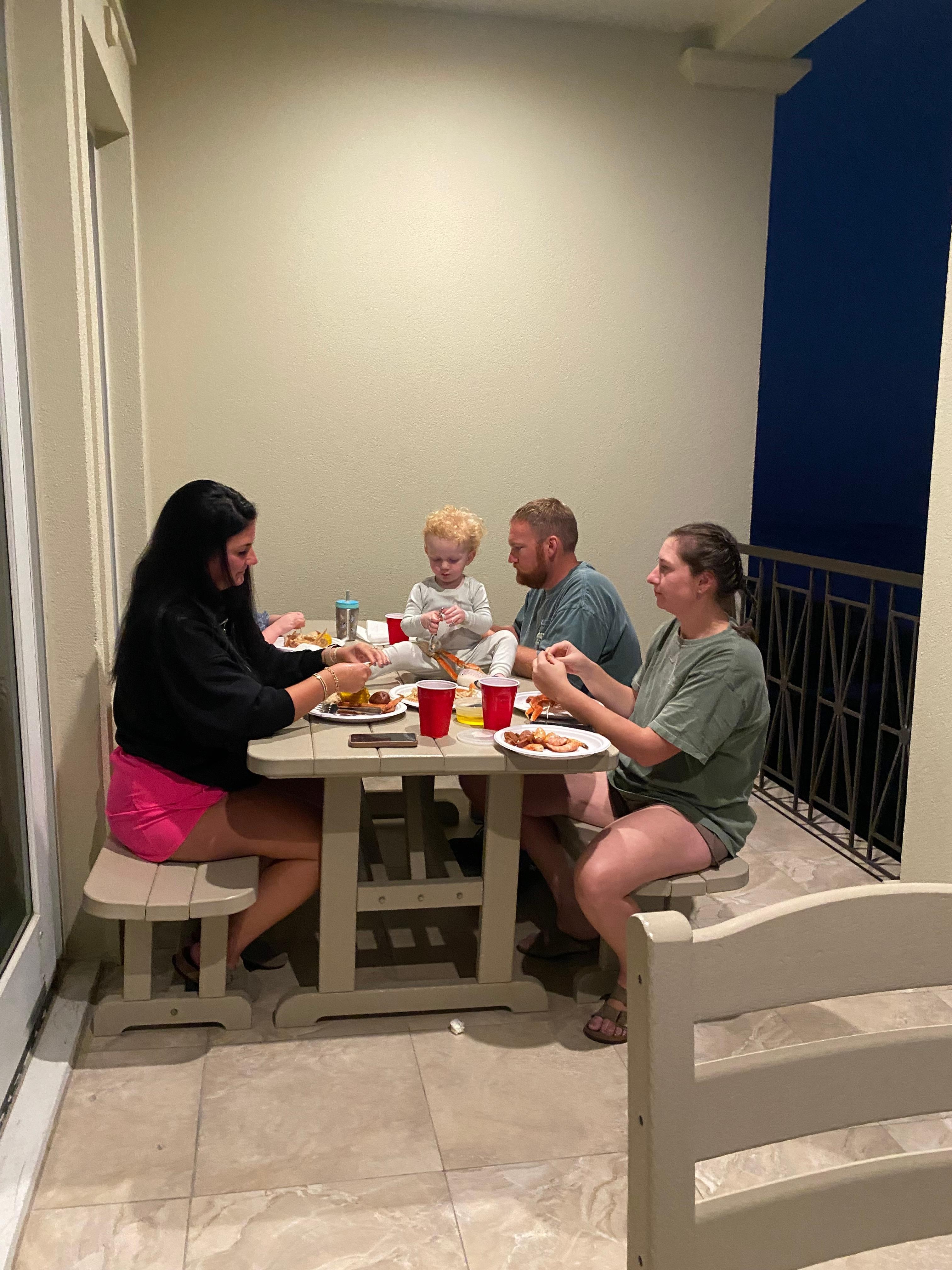 From the second floor balcony.  