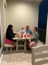 From the second floor balcony.