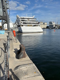 Walking back to yacht after dinner.