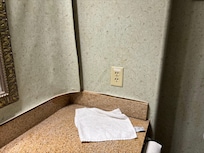 Wallpaper on restroom walls