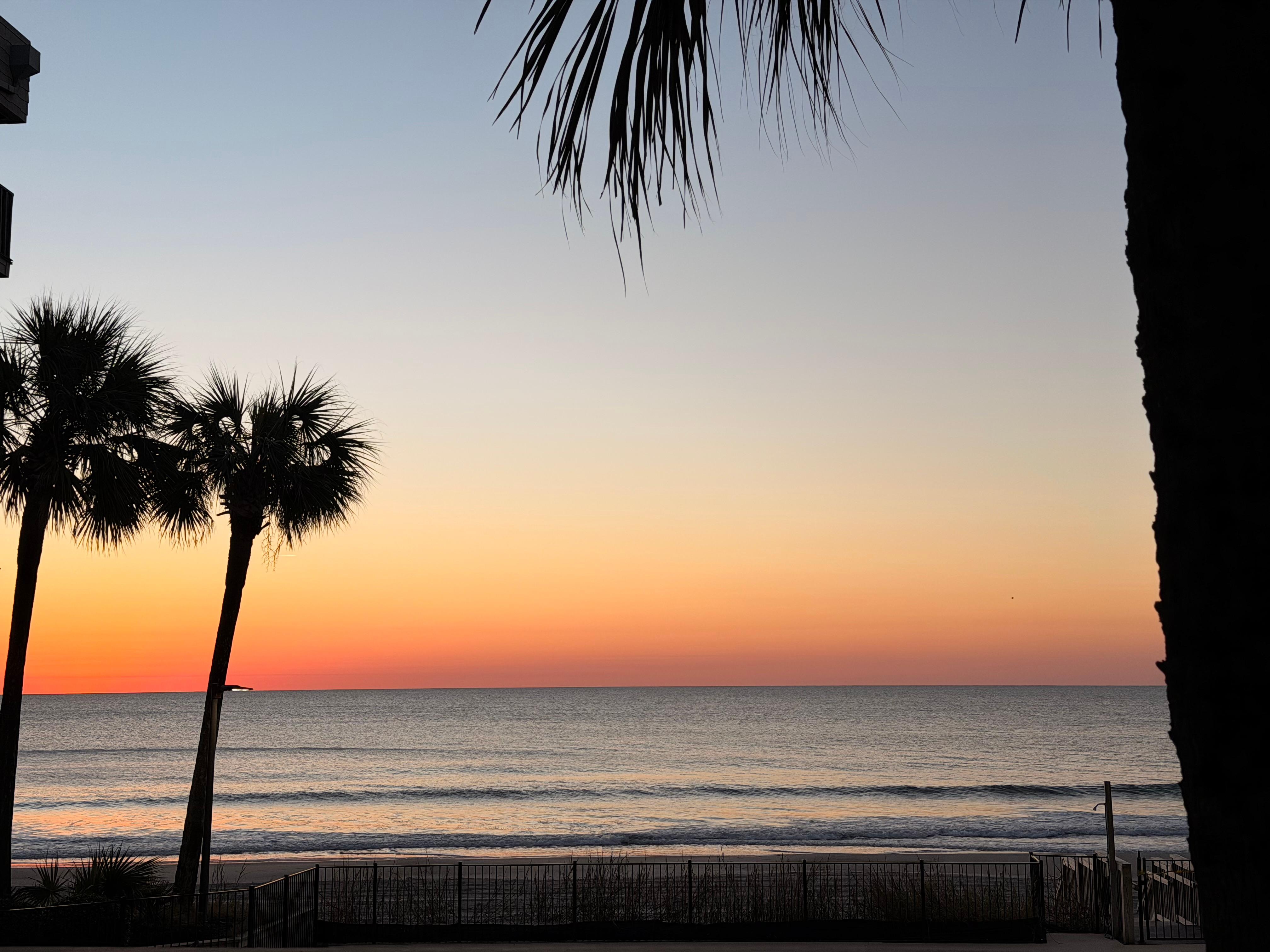 Balcony view at sunrise. 