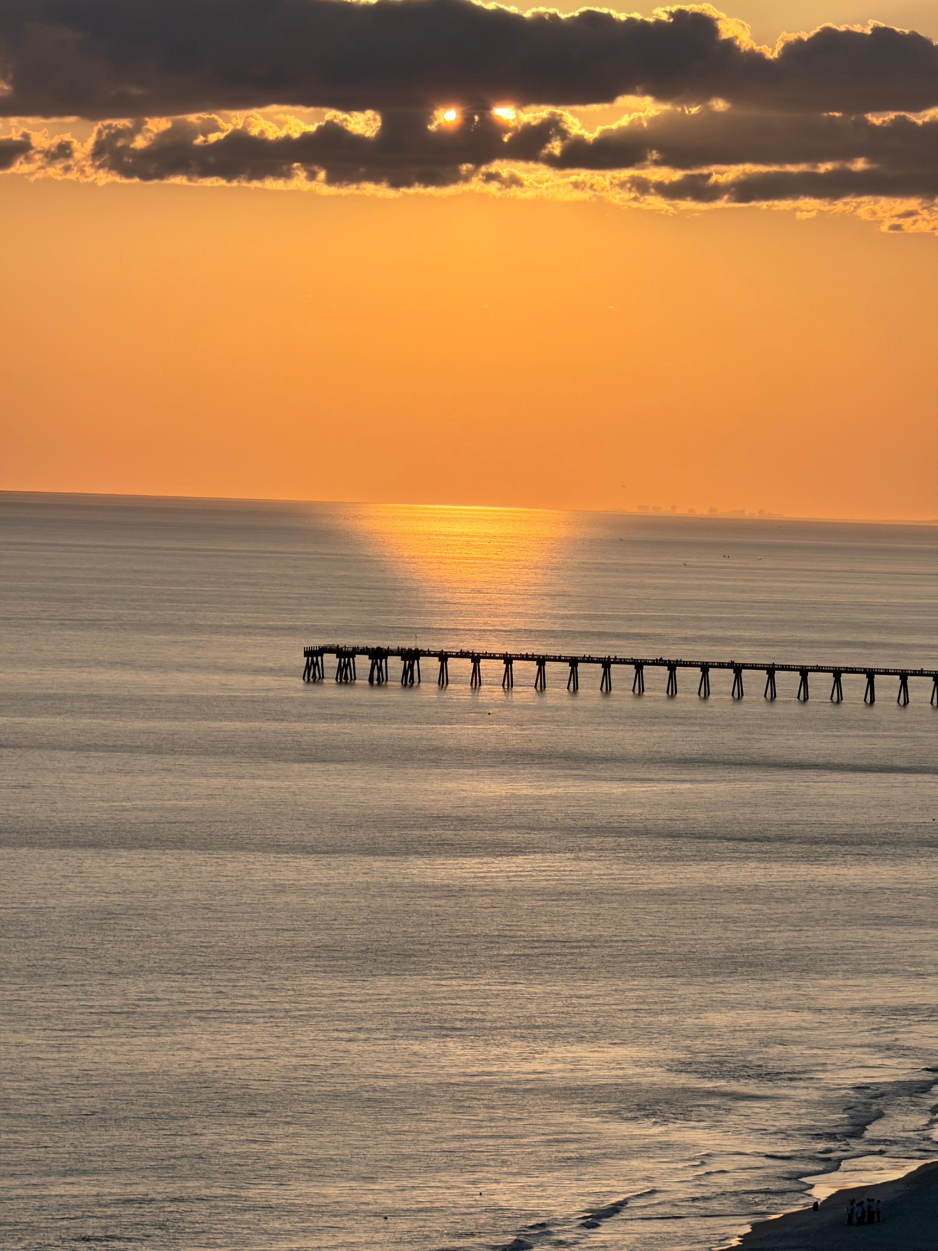 From our balcony. The fishing pier at sunset. 