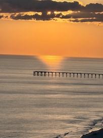 From our balcony. The fishing pier at sunset.