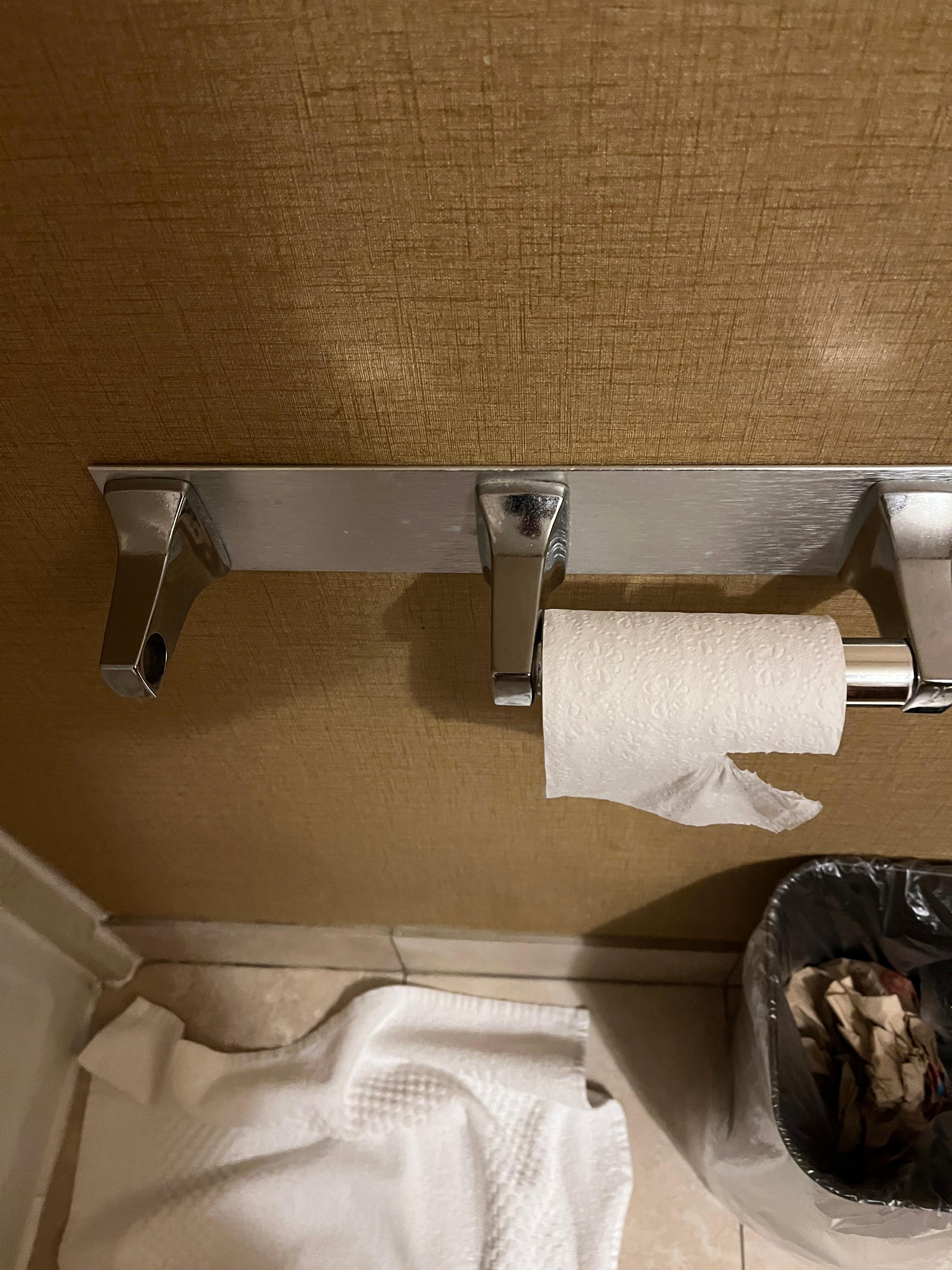 That’s all the toilet paper they provided and the other half was missing