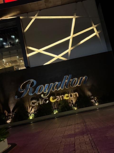 Front of hotel at night