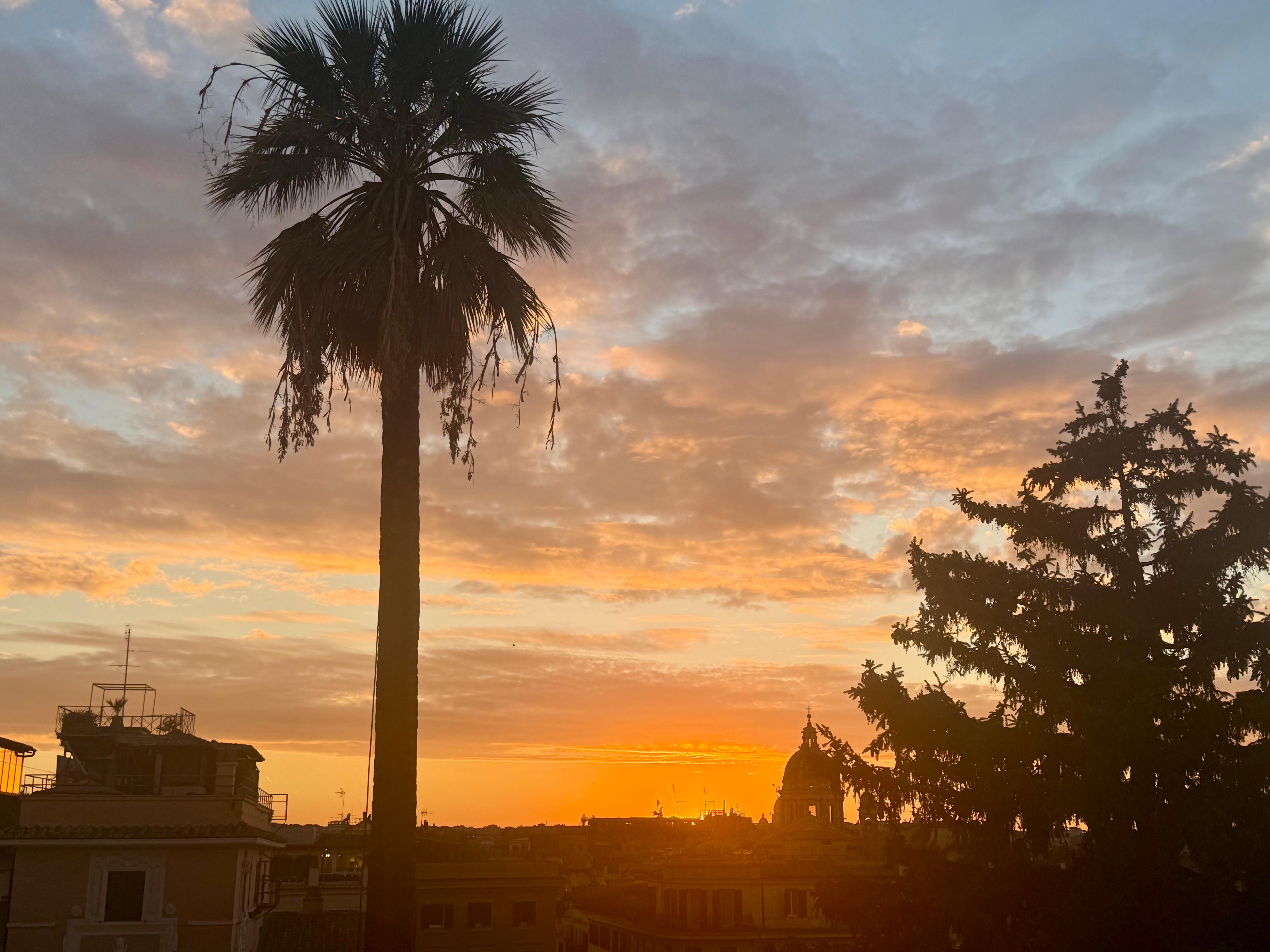 Top of via Sistina looking over the Spanish Steps at sunset 