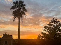 Top of via Sistina looking over the Spanish Steps at sunset