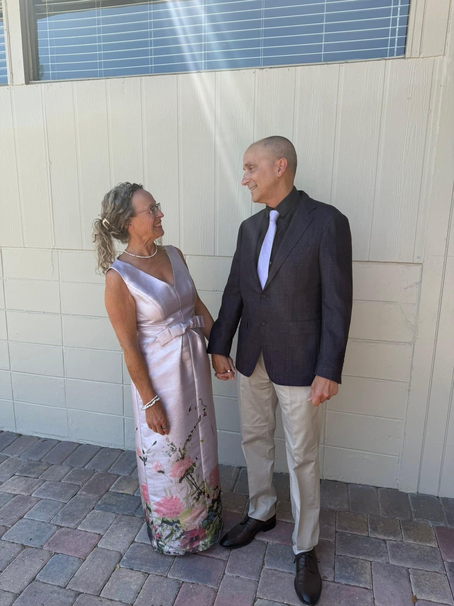 Us ready for the wedding...it was down in Venice and it only took 30 minutes to get there.