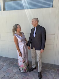 Us ready for the wedding...it was down in Venice and it only took 30 minutes to get there.