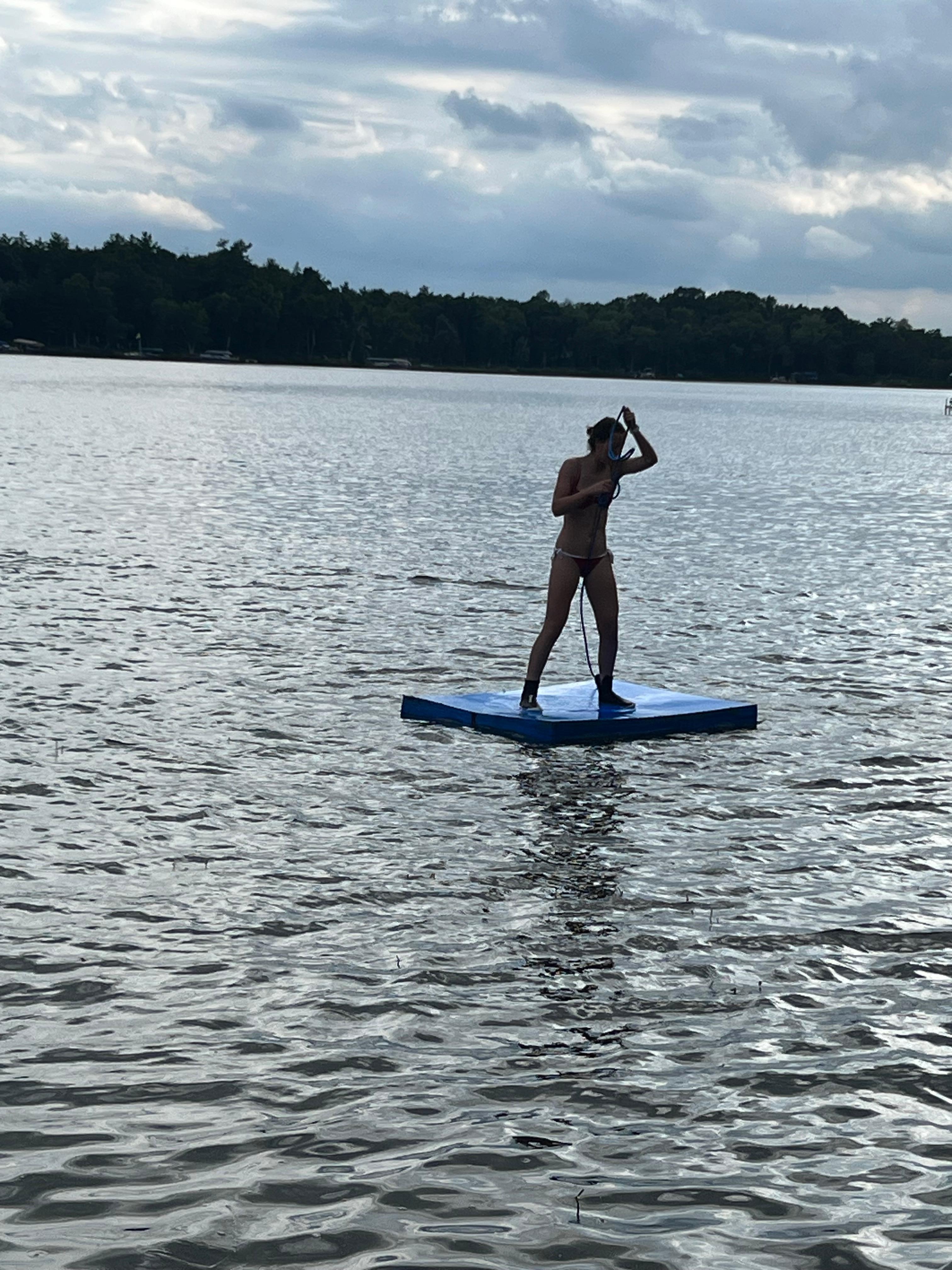 Rubber float on lake