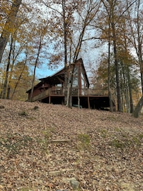 View of the cabin from the river’s dock