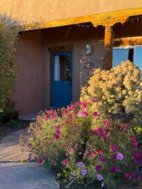 A welcoming front door and beautiful foliage