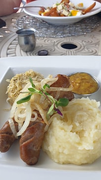 Sausage, mash and sauerkraut