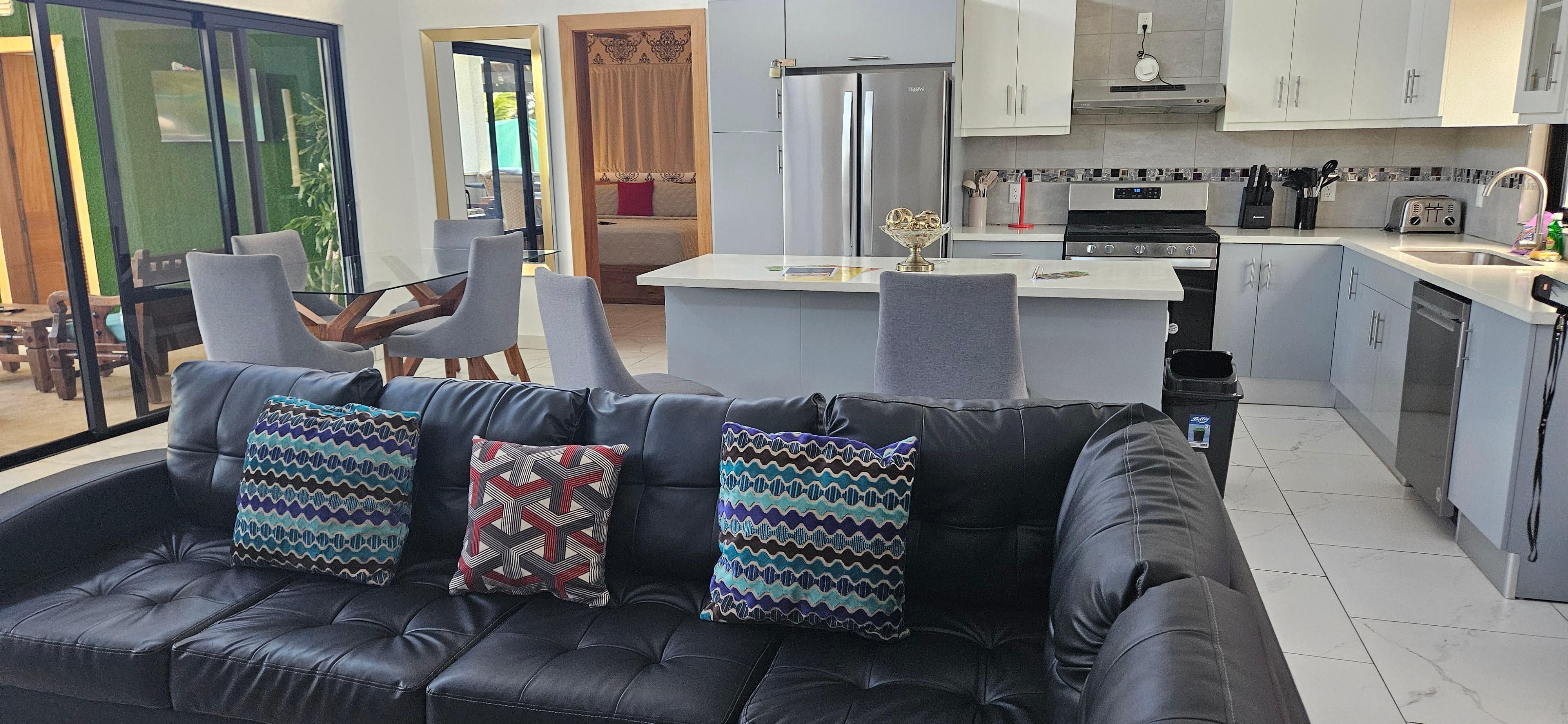 Living and dining room and kitchen